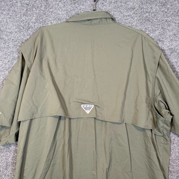 Columbia PFG Shirt Mens 2XL XXL Green Vented Fishing Short Sleeve Button Up - Picture 9 of 9